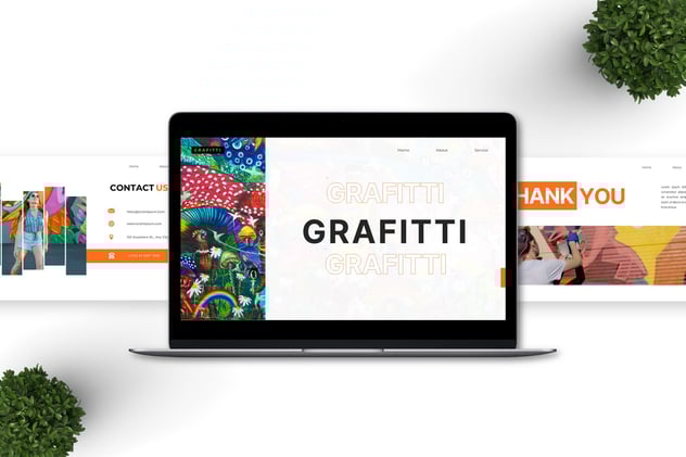 极简风格涂鸦作品展示PPT模板 - 顶尖PPT