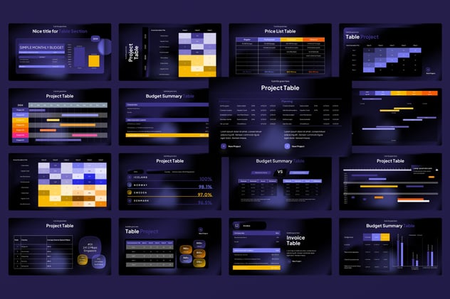 玻璃拟态风格商务汇报数据表格展示PPT模板 - 顶尖PPT