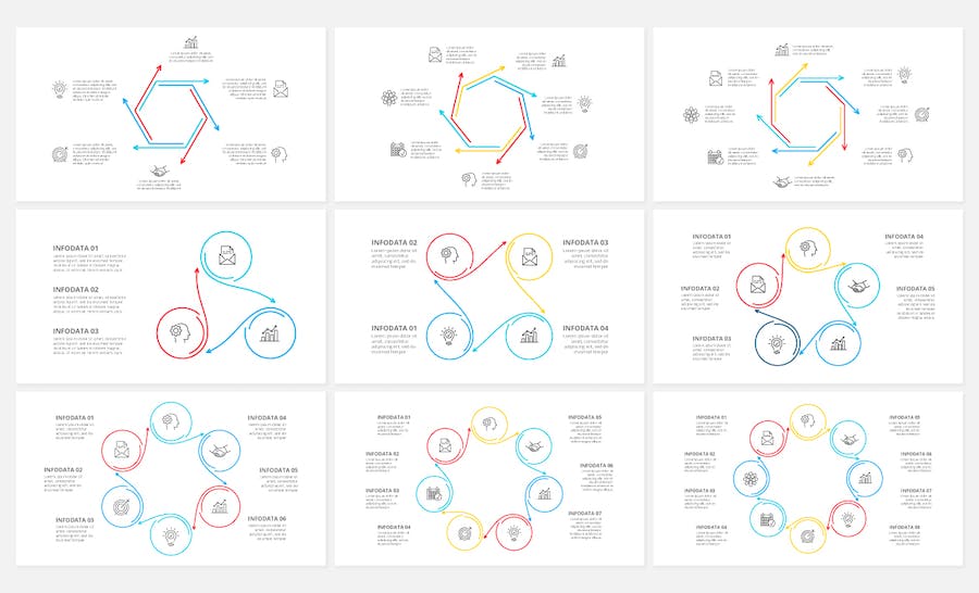 极简线条动画信息图表PPT模板 - 顶尖PPT