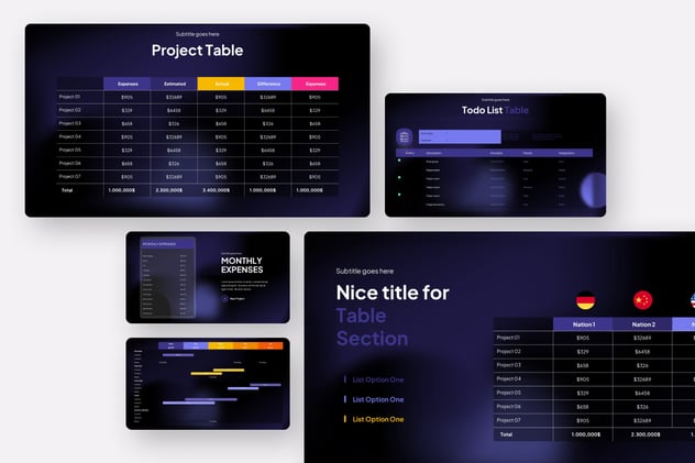 玻璃拟态风格商务汇报数据表格展示PPT模板 - 顶尖PPT