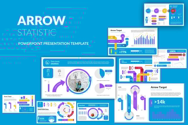 彩色箭头数据统计图形ppt模板 - 顶尖PPT