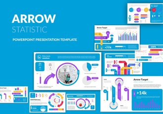 彩色箭头数据统计图形ppt模板 - 顶尖PPT