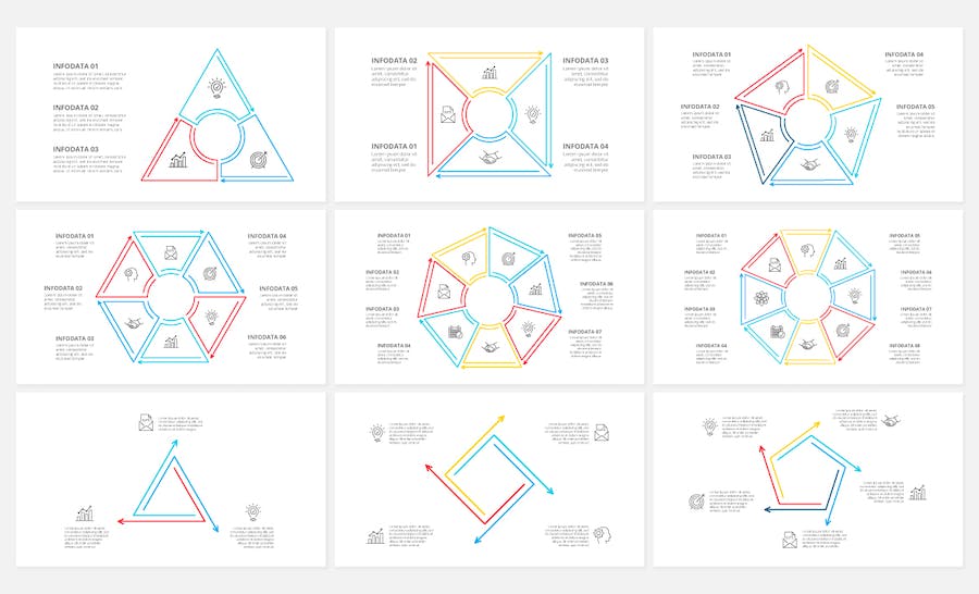 极简线条动画信息图表PPT模板 - 顶尖PPT