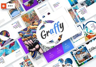 城市涂鸦艺术展示PPT模板 - 顶尖PPT