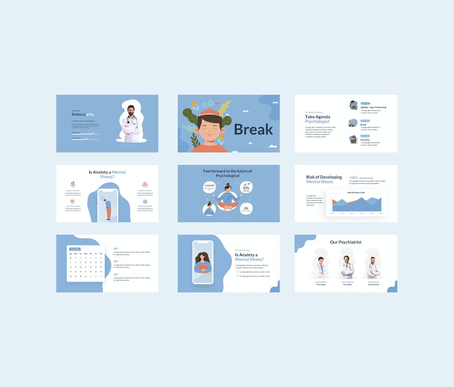 心理健康知识科普宣传展示PowerPoint模板 - 顶尖PPT