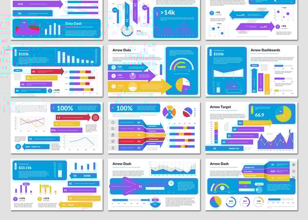 彩色箭头数据统计图形ppt模板 - 顶尖PPT