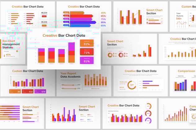 多种演示彩色条形图数据展示PPT模板 - 顶尖PPT