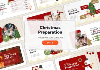 卡通圣诞节插画贴纸风格圣诞节派对准备PPT模板 - 顶尖PPT