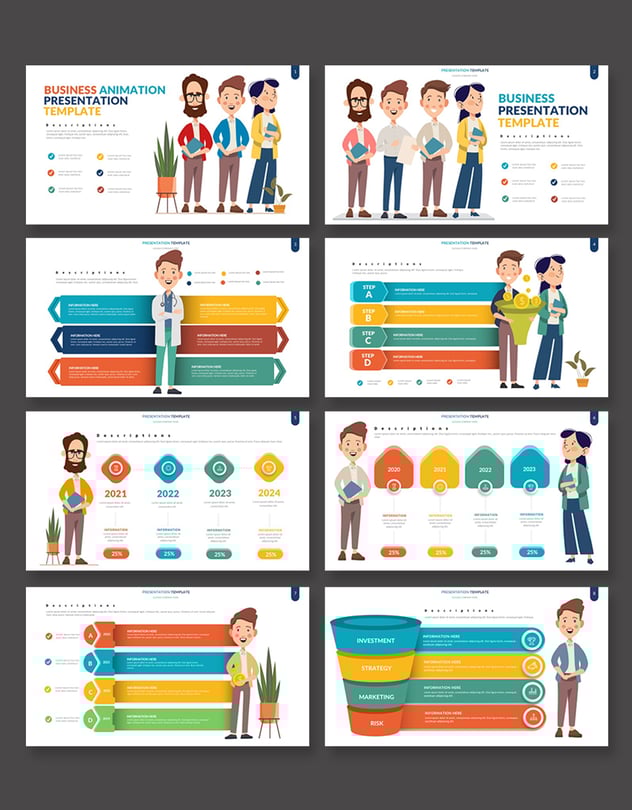 商务场景人物插画数据可视化展示keynote动画模板 - 顶尖PPT
