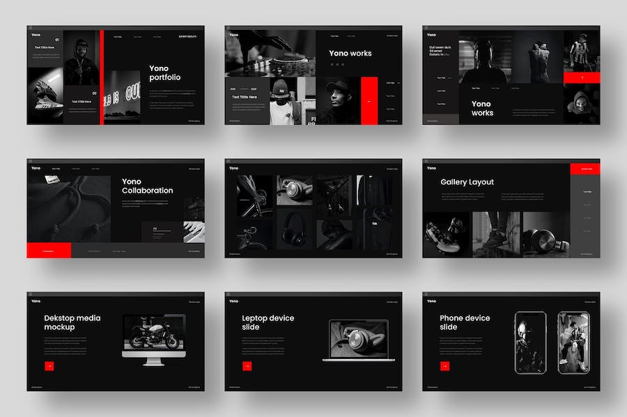 黑红色创意活动营销策划产摄影展示多用途商业风keynote模板 - 顶尖PPT