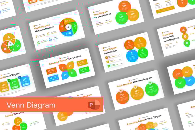 彩色维恩图文氏图形PPT模板 - 顶尖PPT