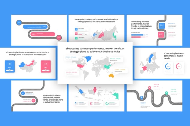 可视化彩色商业数据展示图形图表PPT模板 - 顶尖PPT