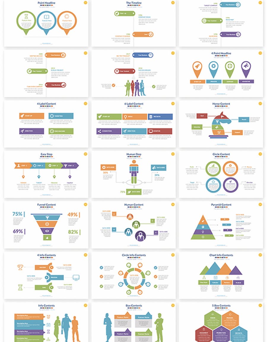 多色彩商务数据分析信息图表keynote模板 - 顶尖PPT