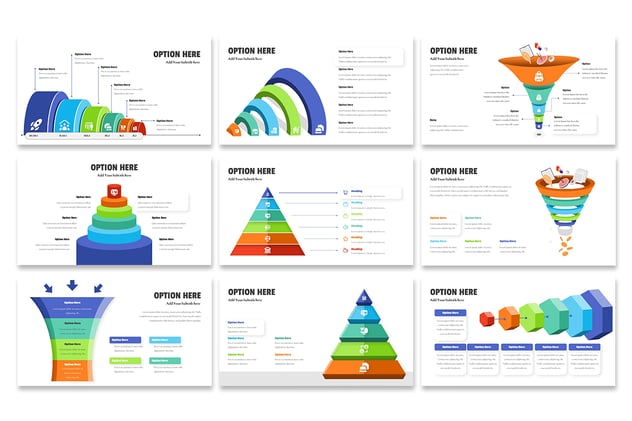 彩色漏斗信息图表keynote模板 - 顶尖PPT