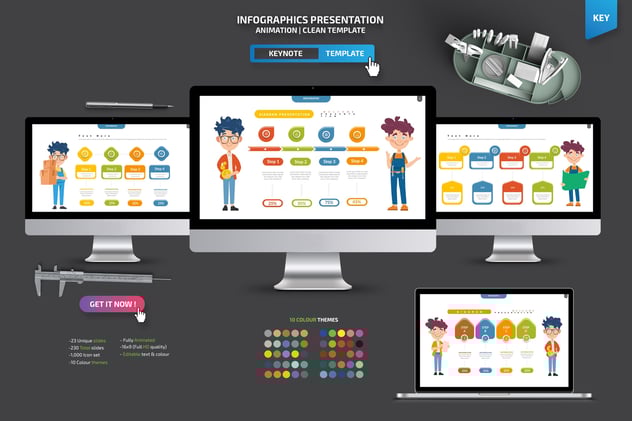 多用途信息图表Keynote演示模板 - 顶尖PPT