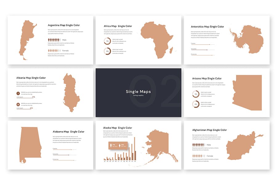 世界部分国家地图PPT模板 - 顶尖PPT