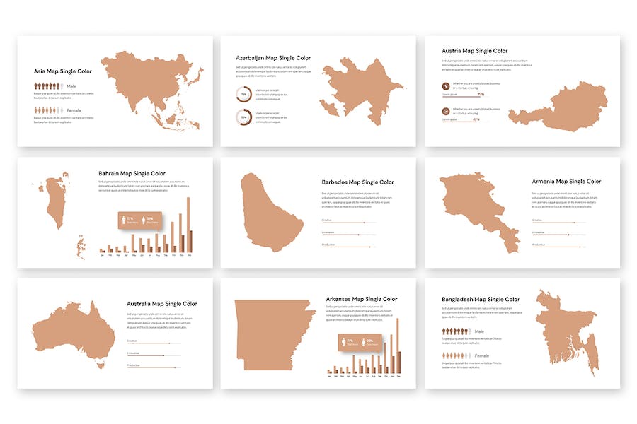 世界部分国家地图PPT模板 - 顶尖PPT