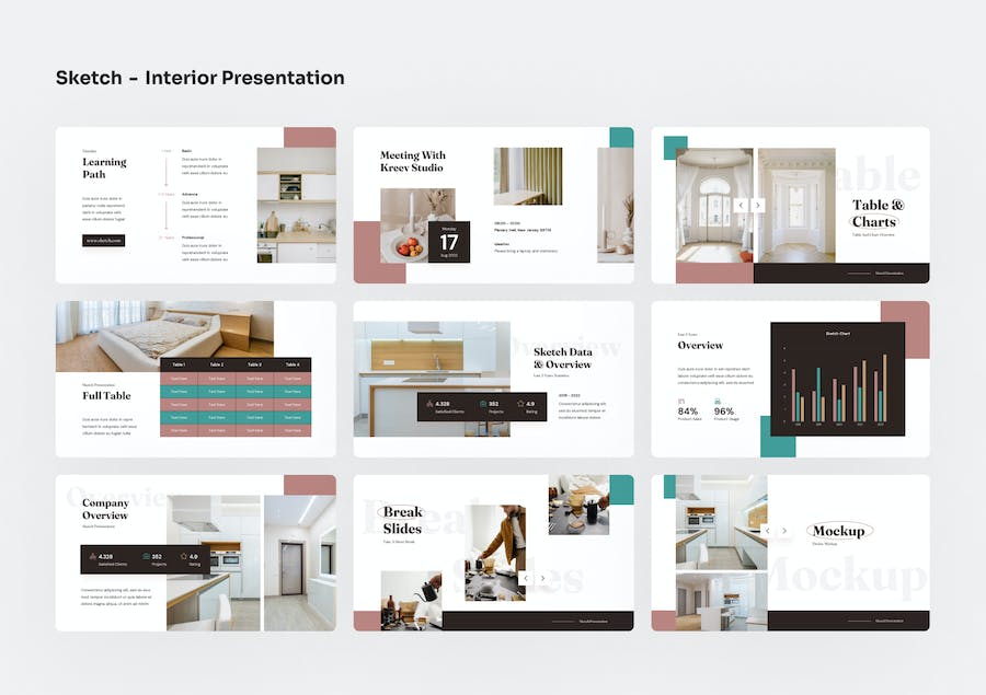 室内设计装修方案创意展示Keynote模板 - 顶尖PPT