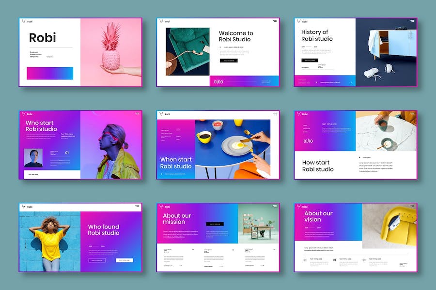 紫粉色渐变商务Keynote模板 - 顶尖PPT