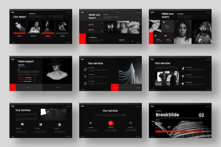 黑红色创意活动营销策划产摄影展示多用途商业风keynote模板 - 顶尖PPT