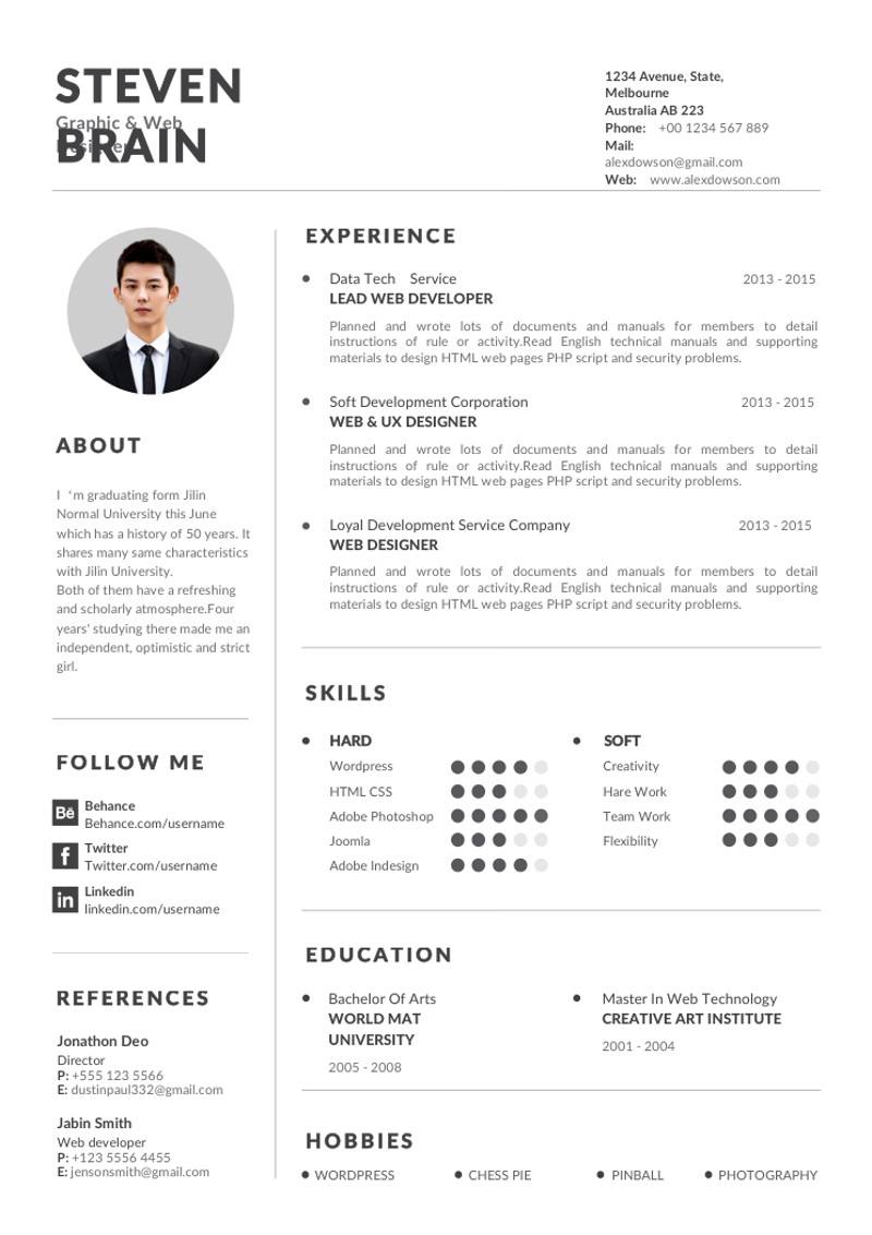 极简气质英文简历模板 - 顶尖PPT