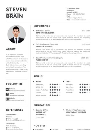 极简气质英文简历模板 - 顶尖PPT