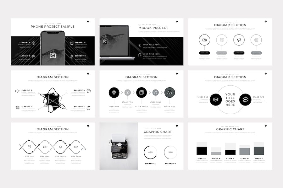 黑白色业务合作商业计划营销策划通用keynote模板 - 顶尖PPT