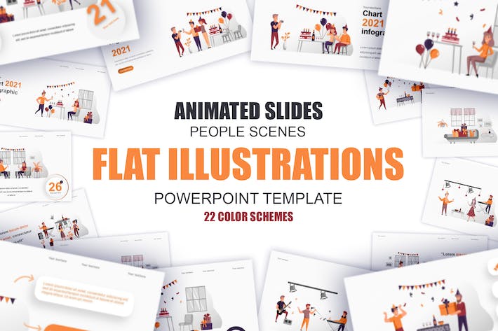 欧美节日庆典活动插画高级PPT模板 - 顶尖PPT