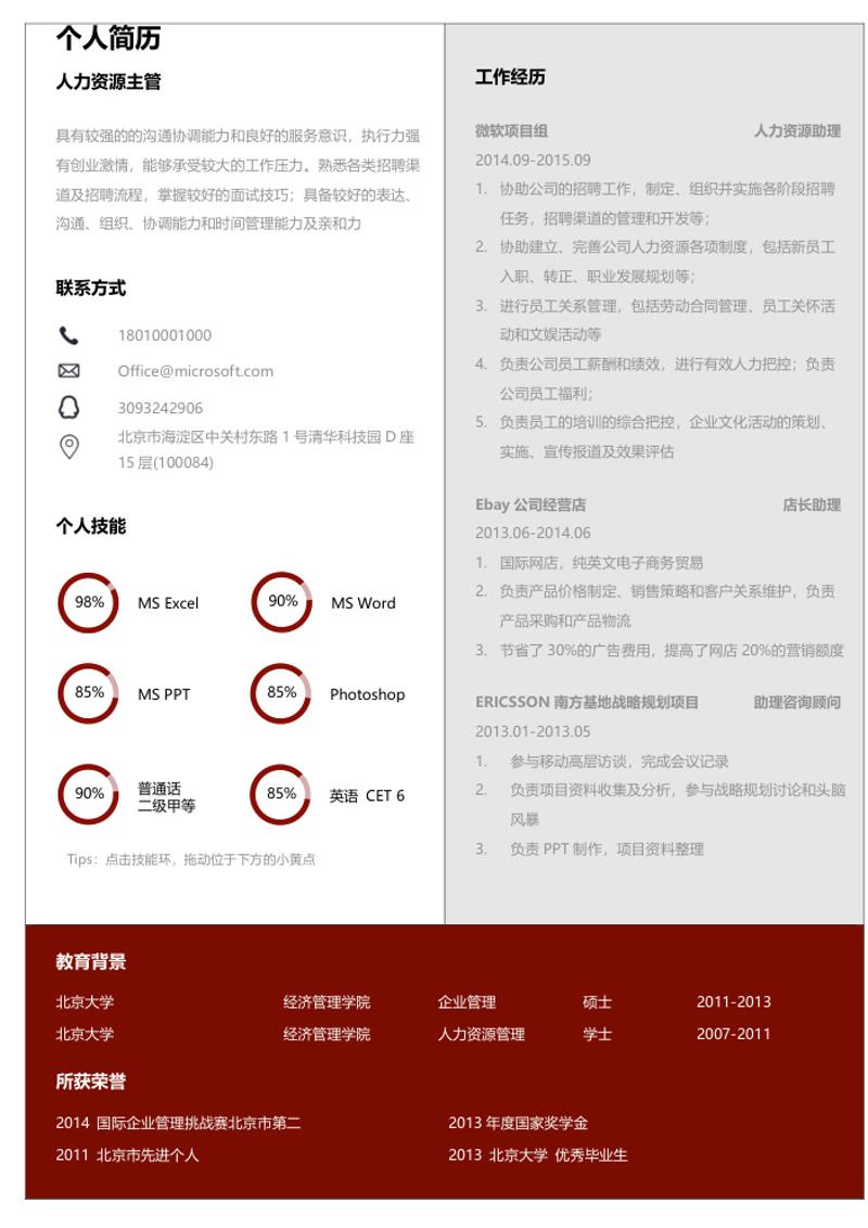 人力资源主管求职简历模板 - 顶尖PPT