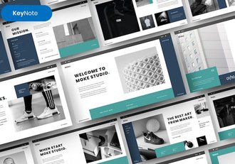 蓝绿色图片展示商务Keynote模板 - 顶尖PPT