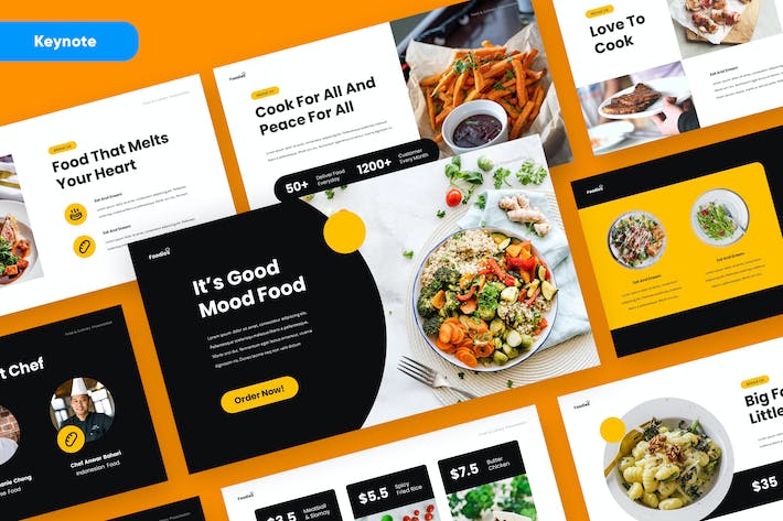 美食餐饮品牌推广宣传Keynote模板 - 顶尖PPT