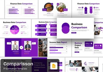 紫色比较分析信息图形PPT模板 - 顶尖PPT
