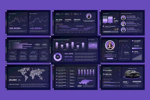 数据仪表板监控系统PPT模板 - 顶尖PPT