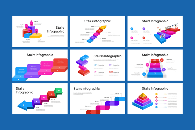 楼梯结构数据对比信息图PPT模板 - 顶尖PPT