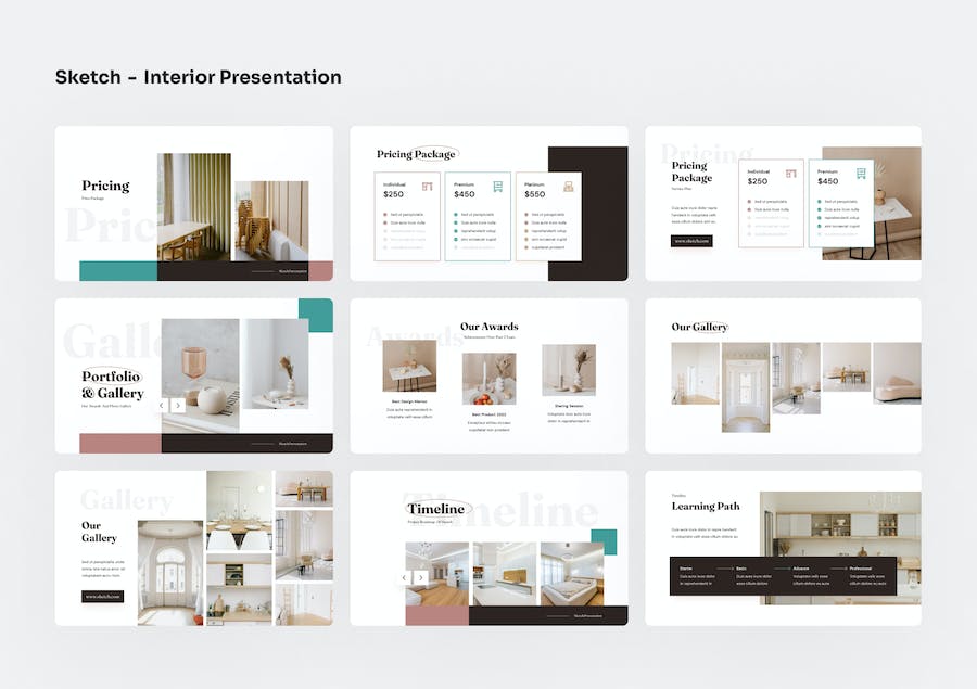 室内设计装修方案创意展示Keynote模板 - 顶尖PPT
