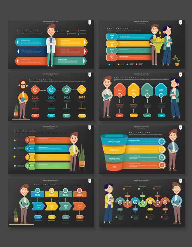 商务场景人物插画数据可视化展示keynote动画模板 - 顶尖PPT