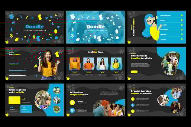 创意涂鸦插图儿童教育PPT模板 - 顶尖PPT