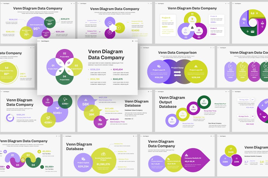 圆形数据分析对比图形图表PPT模板 - 顶尖PPT