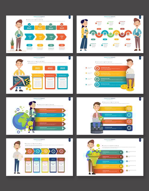 商务场景人物插画数据可视化展示keynote动画模板 - 顶尖PPT