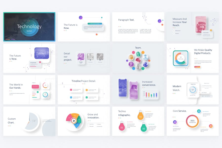 微立体风格技术公司APP市场分析国外PPT模板 - 顶尖PPT
