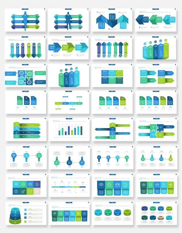 177页层级关系流程箭头可视化图形PPT模板合集 - 顶尖PPT