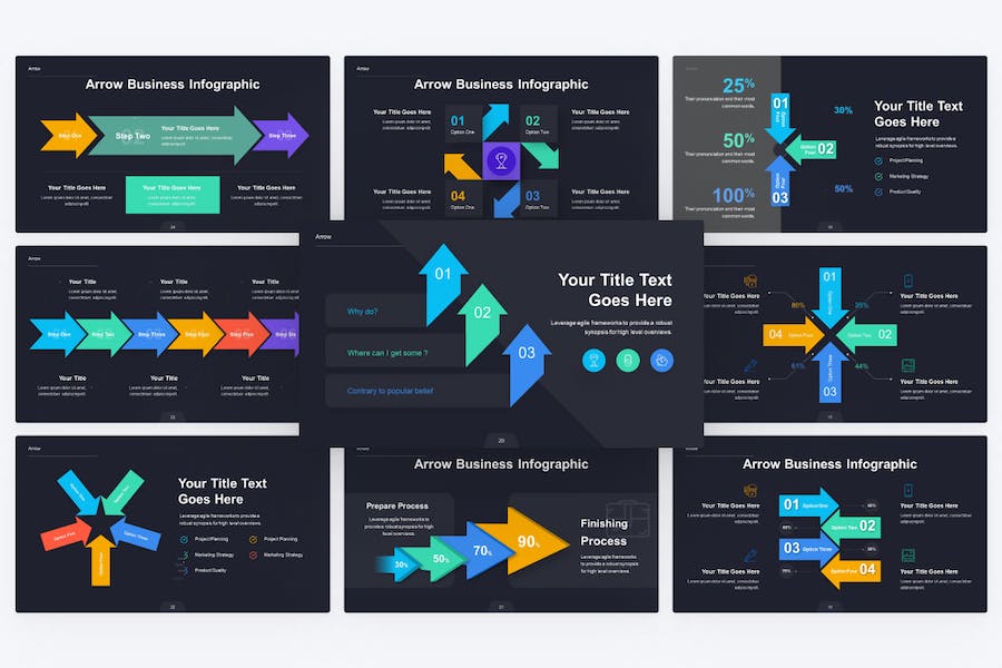 箭头流程信息图形图表keynote模板 - 顶尖PPT