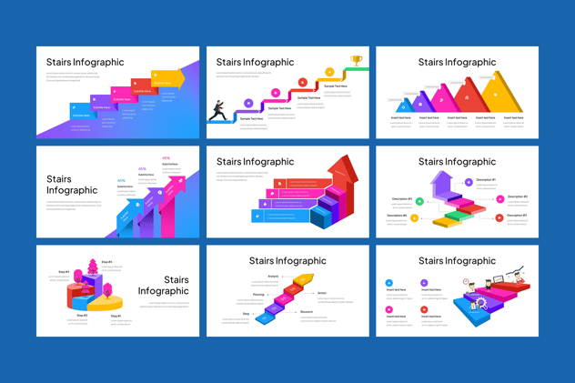 楼梯结构数据对比信息图PPT模板 - 顶尖PPT