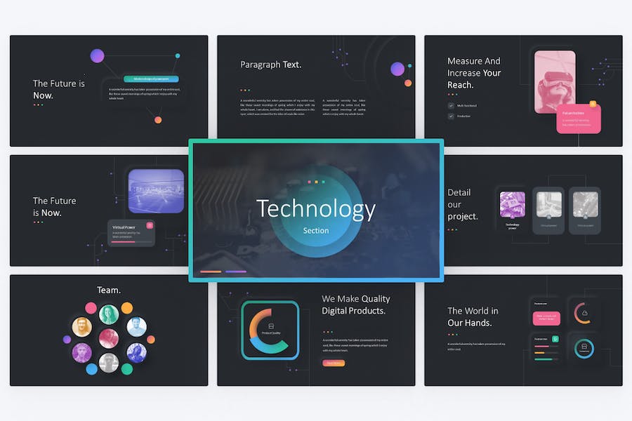 微立体风格技术公司APP市场分析国外PPT模板 - 顶尖PPT