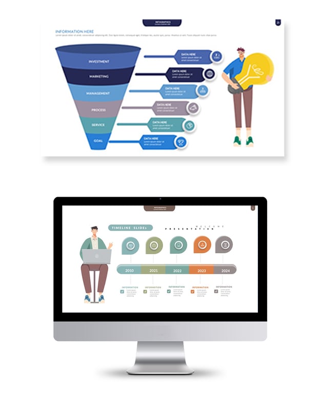 信息图形数据展示演讲PPT模板 - 顶尖PPT