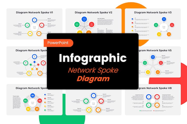 彩色中心辐射型图表图形PPT模板 - 顶尖PPT