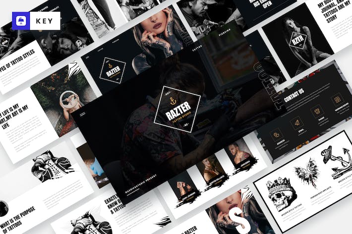 纹身穿孔工作室业务展示简介keynote模板 - 顶尖PPT