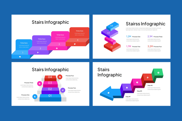 楼梯结构数据对比信息图PPT模板 - 顶尖PPT
