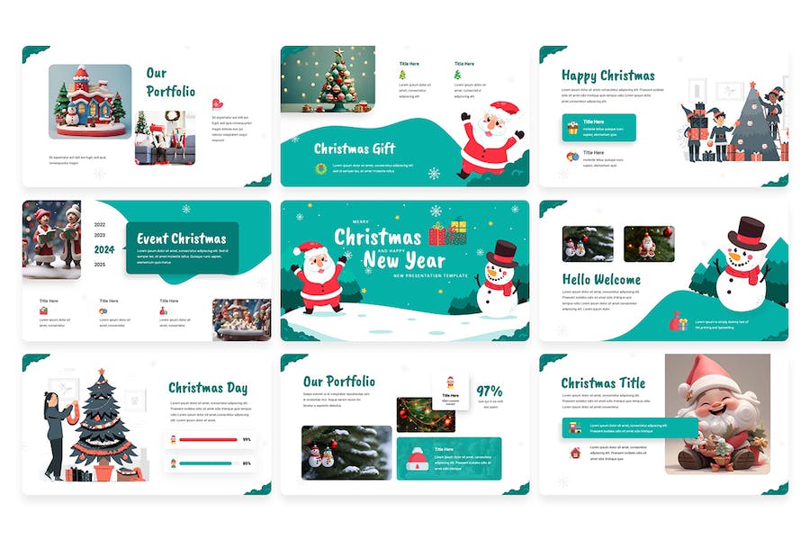 卡通插画圣诞老人圣诞节快乐圣诞PPT模板 - 顶尖PPT