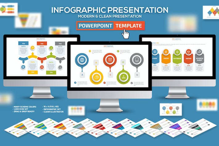 多色彩箭头数据分析信息图表PPT模板 - 顶尖PPT